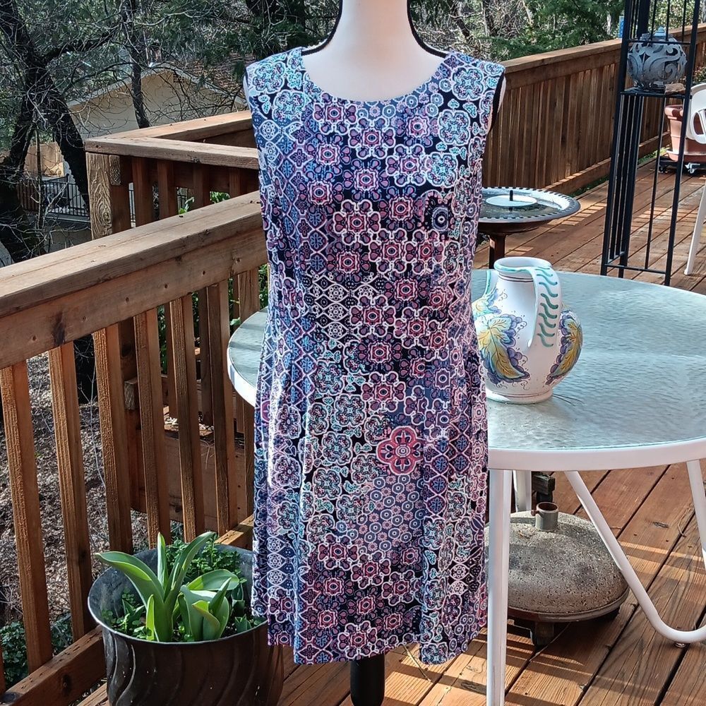 Connected Apparel Textured Floral Dress